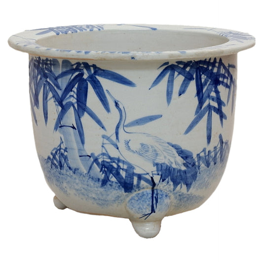 Japanese Pot – Crane & Bamboo Motif
